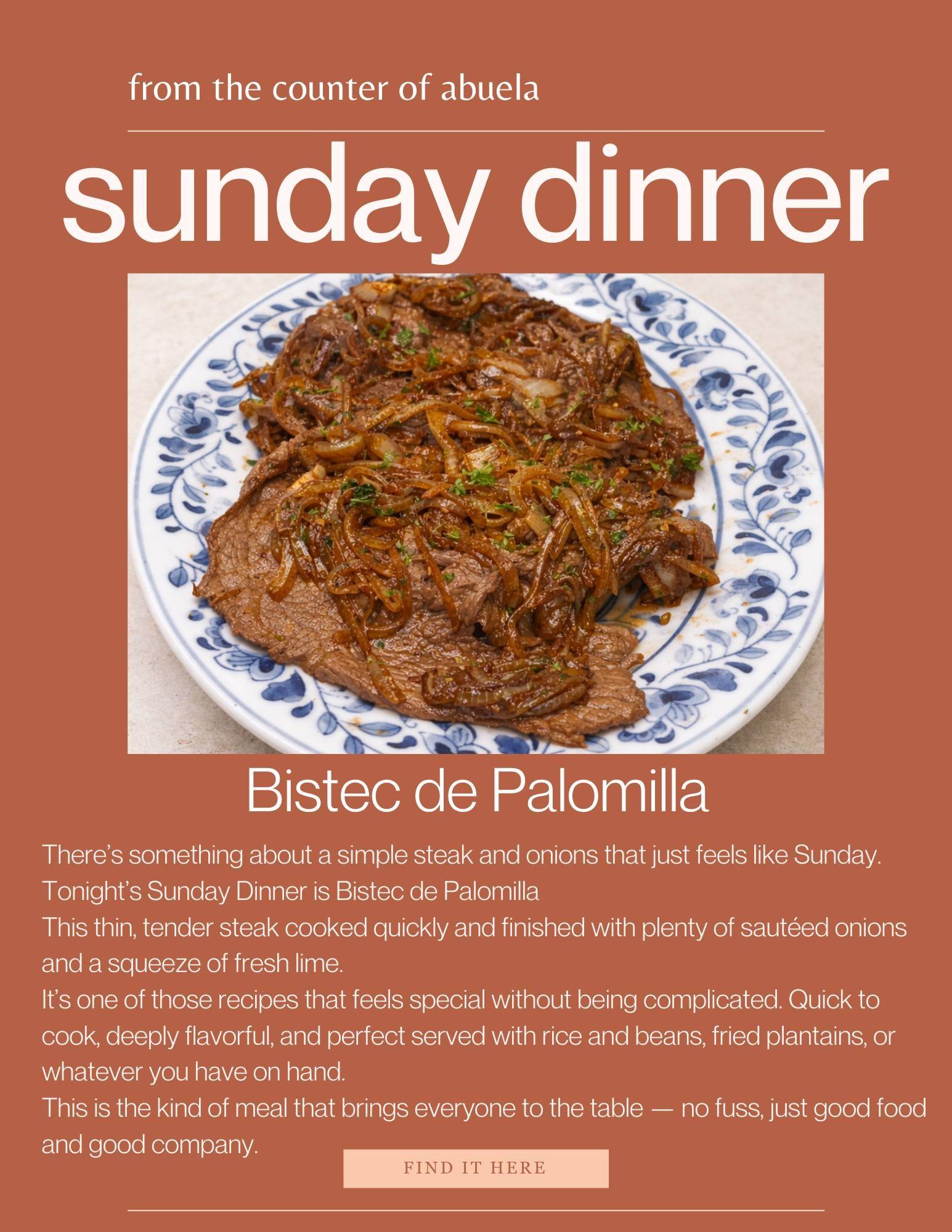 Bistec de Palomilla: Sunday Dinner!