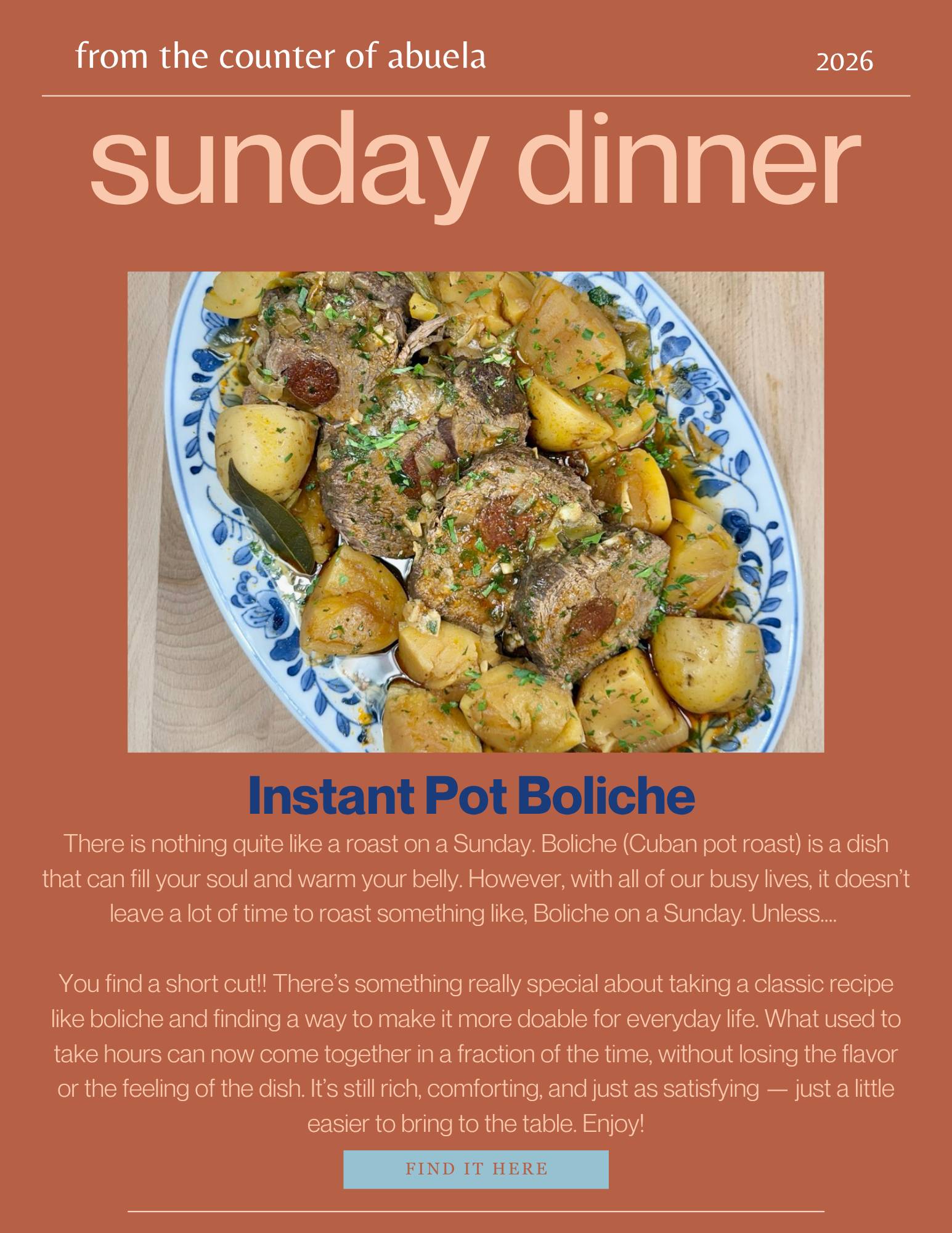 Instant Pot Boliche for Sunday Dinner!