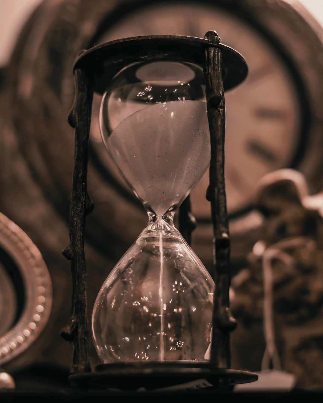 An hourglass with time running out