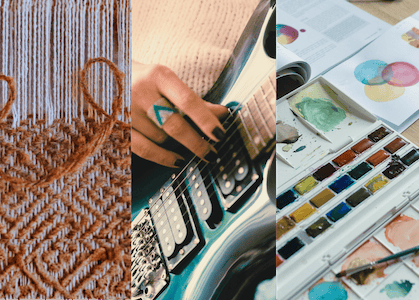 Creative practices - weaving, guitar, colour mixing