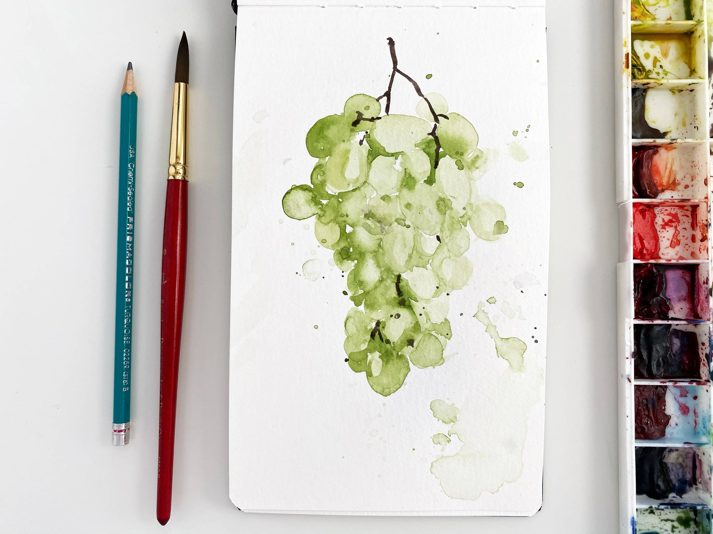 Loose watercolor green grapes