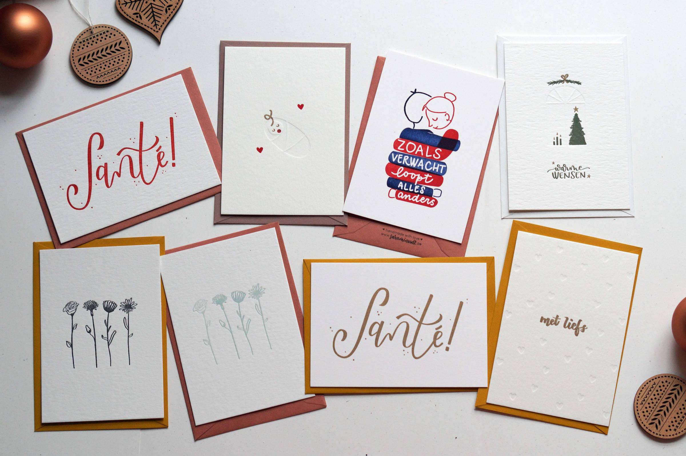 bloemen met letterpress wenskaartje