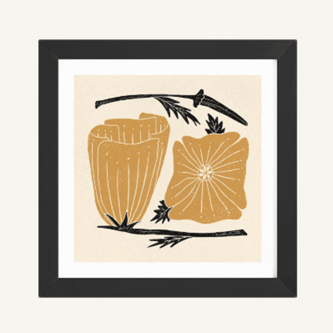 California poppy print framed
