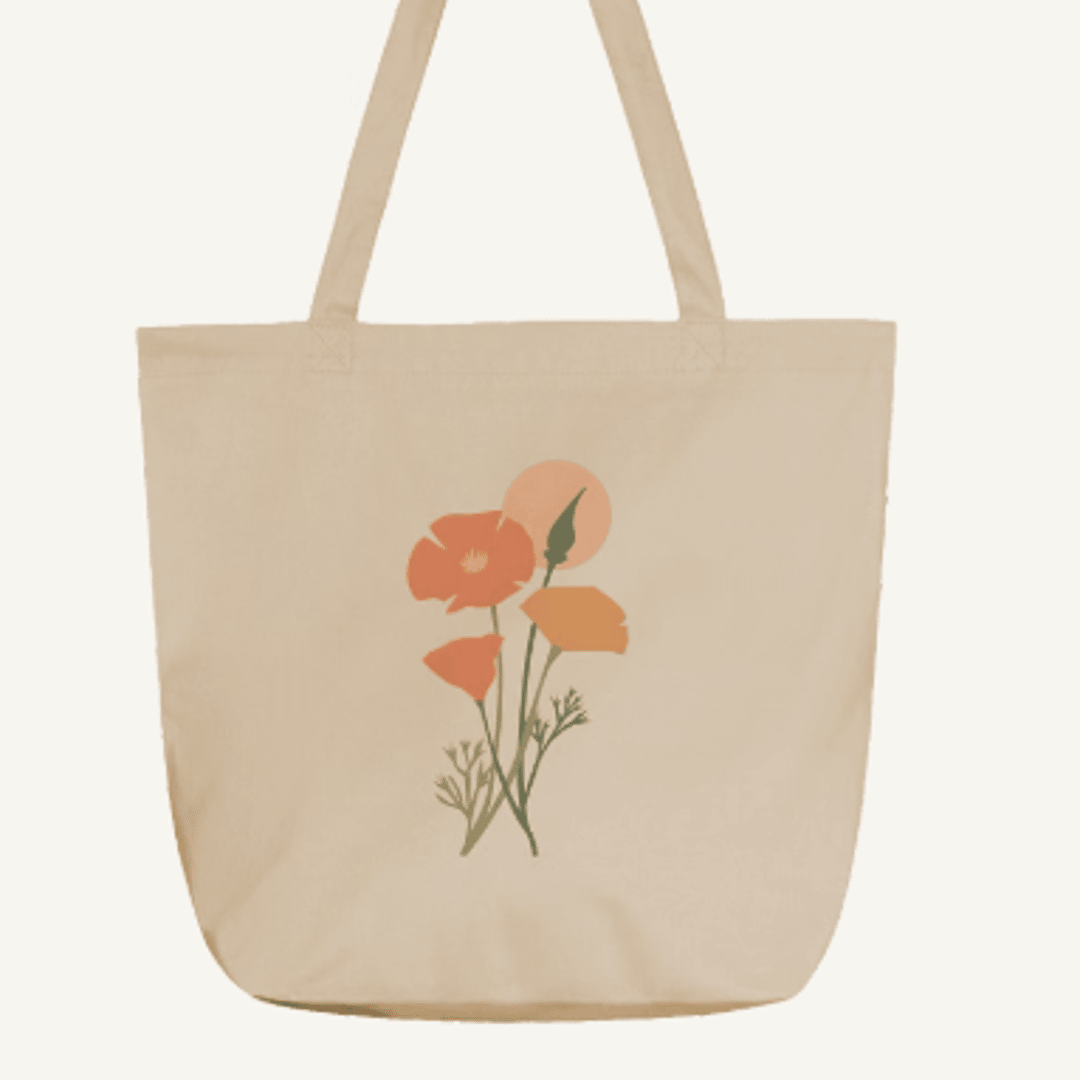 organic cotton wildflower tote bage