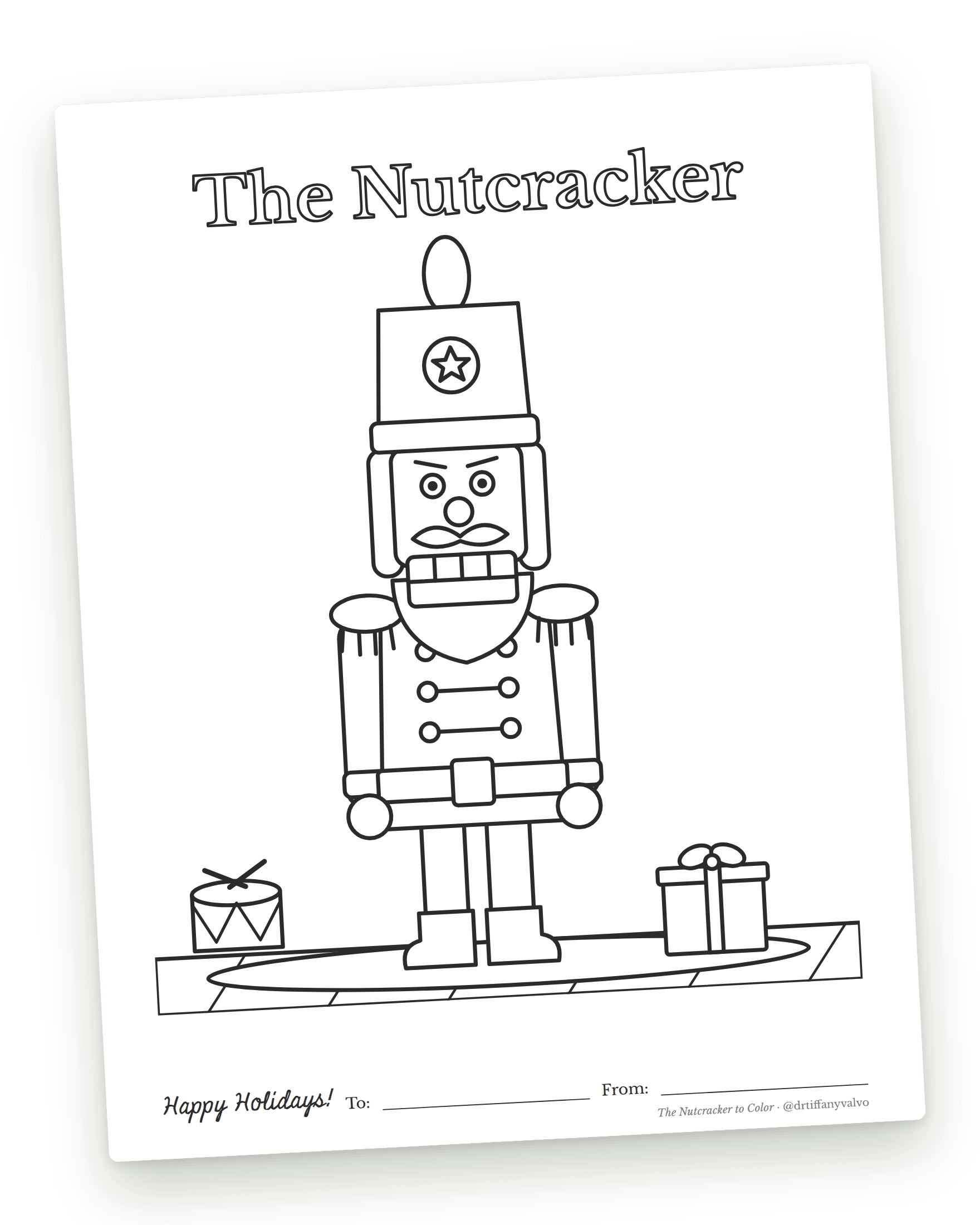 The Nutcracker coloring page from the Holiday Coloring Sampler