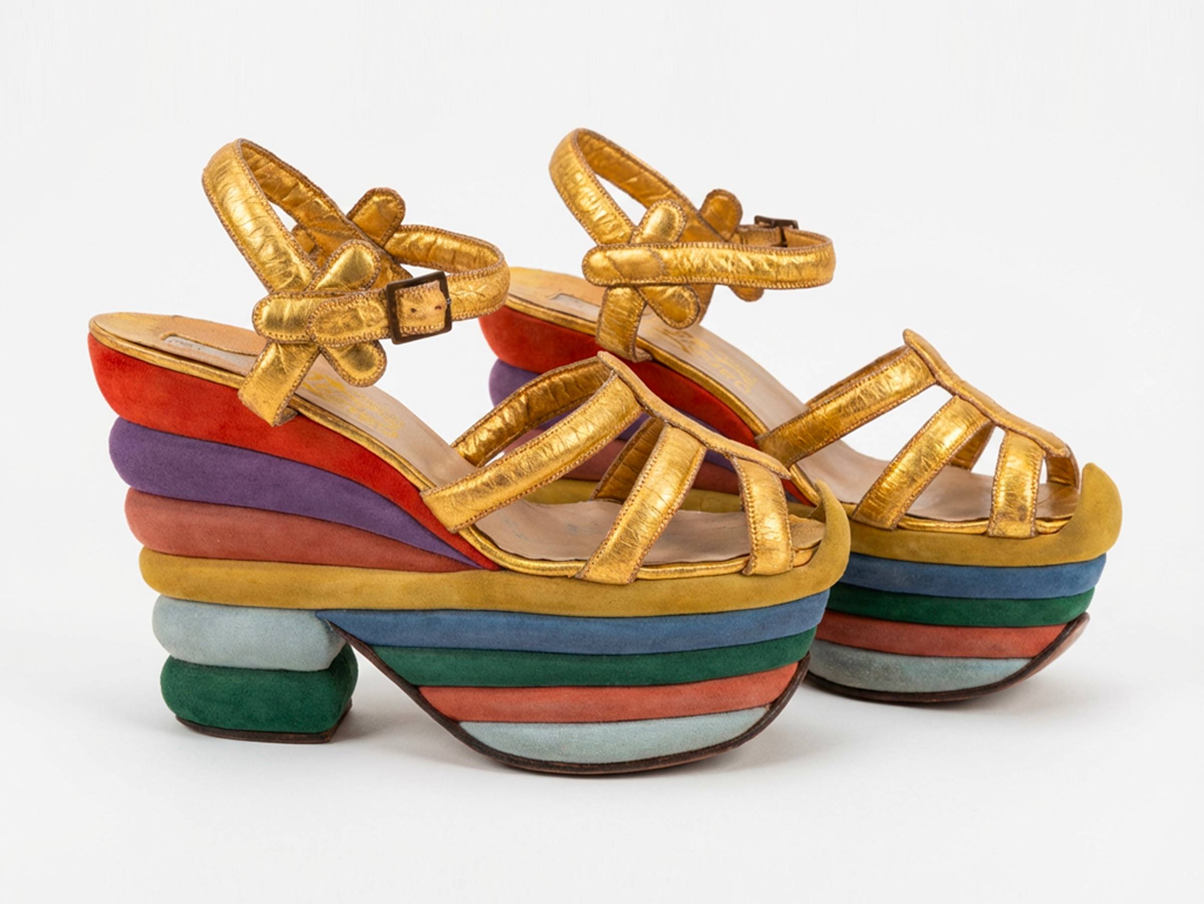 Salvatore Ferragamos iconic rainbow heels