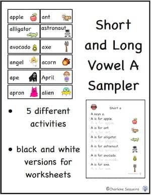 short and long vowel A sampler