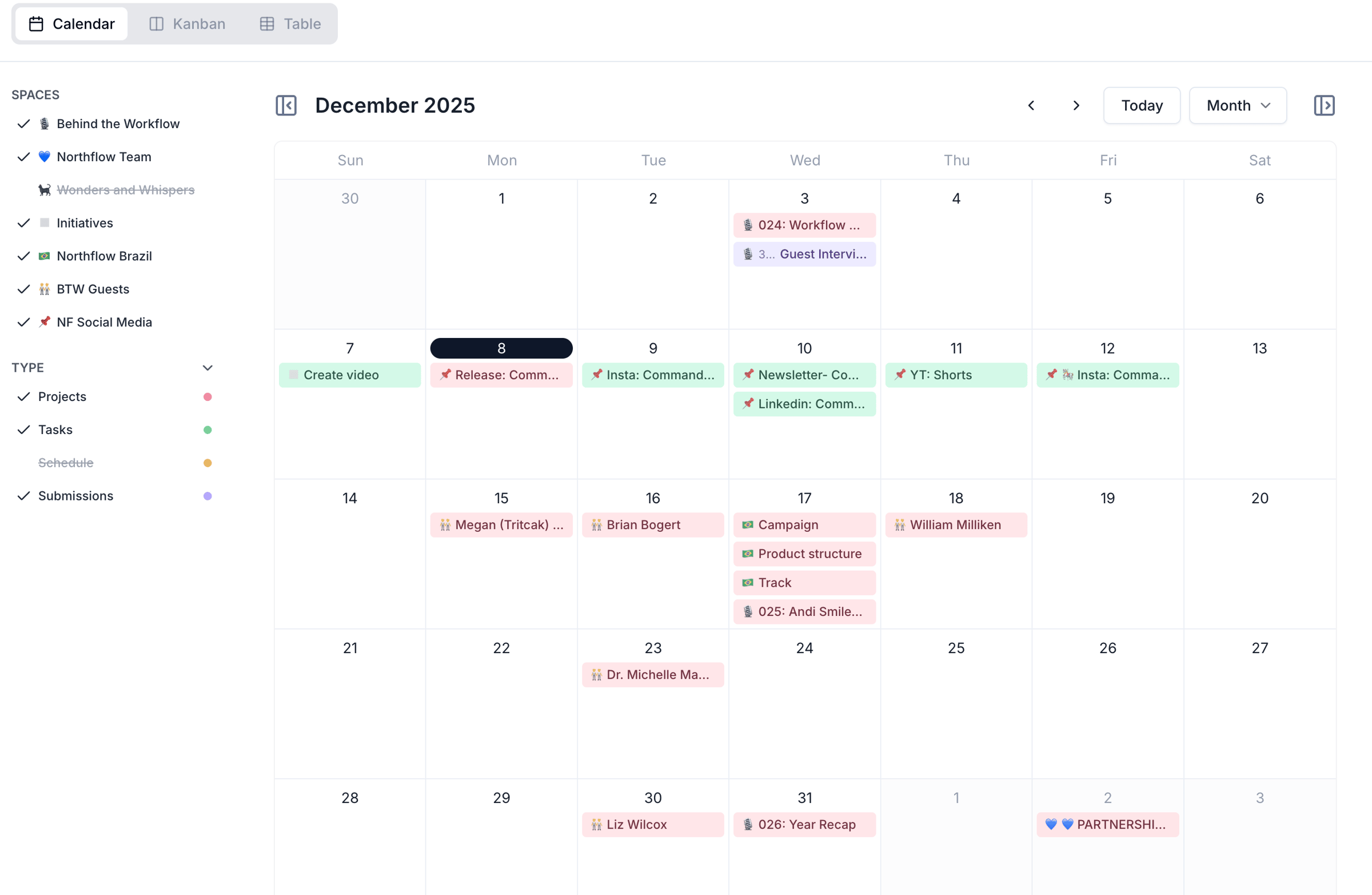 One screen for shows, tasks, and schedules.