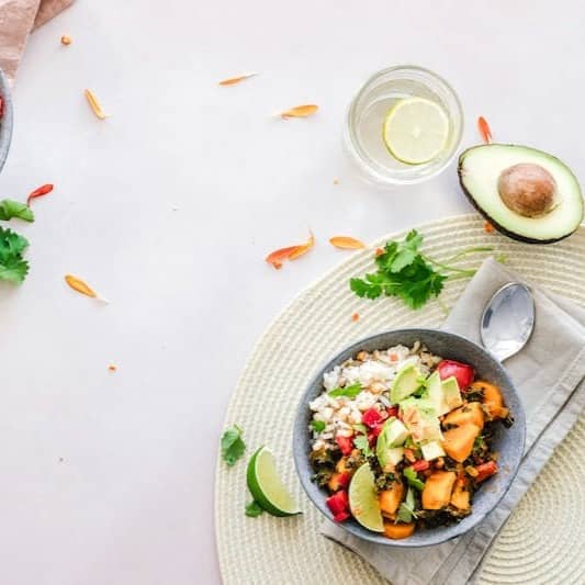 white ceramic bowl with food