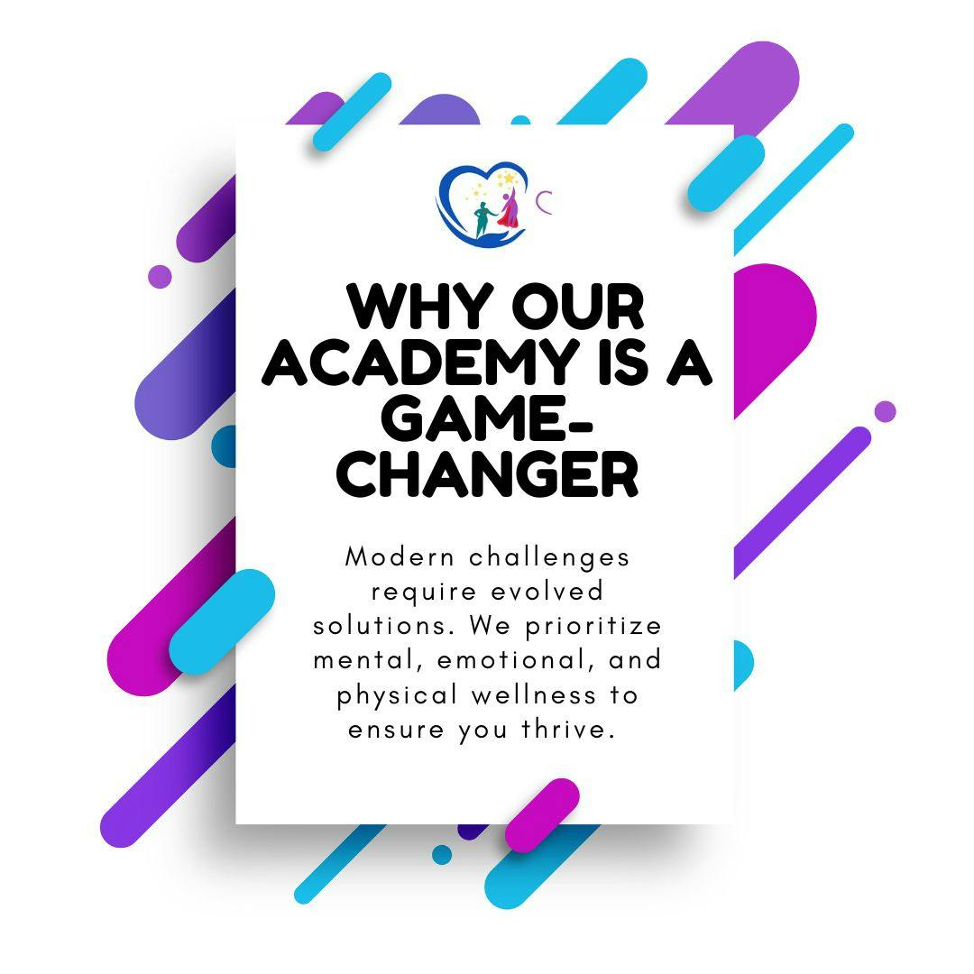 🚀 Elevate Your Game with Self-love for everyday superheroes! 🚀

Wondering why our academy is a game-changer? Let us break it down for you:

In a world filled with modern challenges, we believe in evolving and adapting to conquer them. That's why we prioritize your mental, emotional, and physical wellness above all else. 💡🌟

Why Our Academy is a Game-Changer:
🧠 Mental Wellness: Your mind is your greatest asset. We provide the tools and support to help you build resilience, confidence, and a winning mindset.

❤️ Emotional Wellness: Emotions are the driving force behind success. Learn to harness them, manage stress, and foster emotional intelligence.

💪 Physical Wellness: A strong body equals a strong mind. Our programs are designed to keep you fit, energized, and ready to take on any challenge.

We're not just about teaching skills; we're about helping you thrive in all aspects of life. 🌟

Join our community of game-changers, and together, we'll rewrite the rules of success. Are you ready to level up? 📈🔥

#GameChanger #WellnessMatters #ElevateYourGame #SuccessJourney