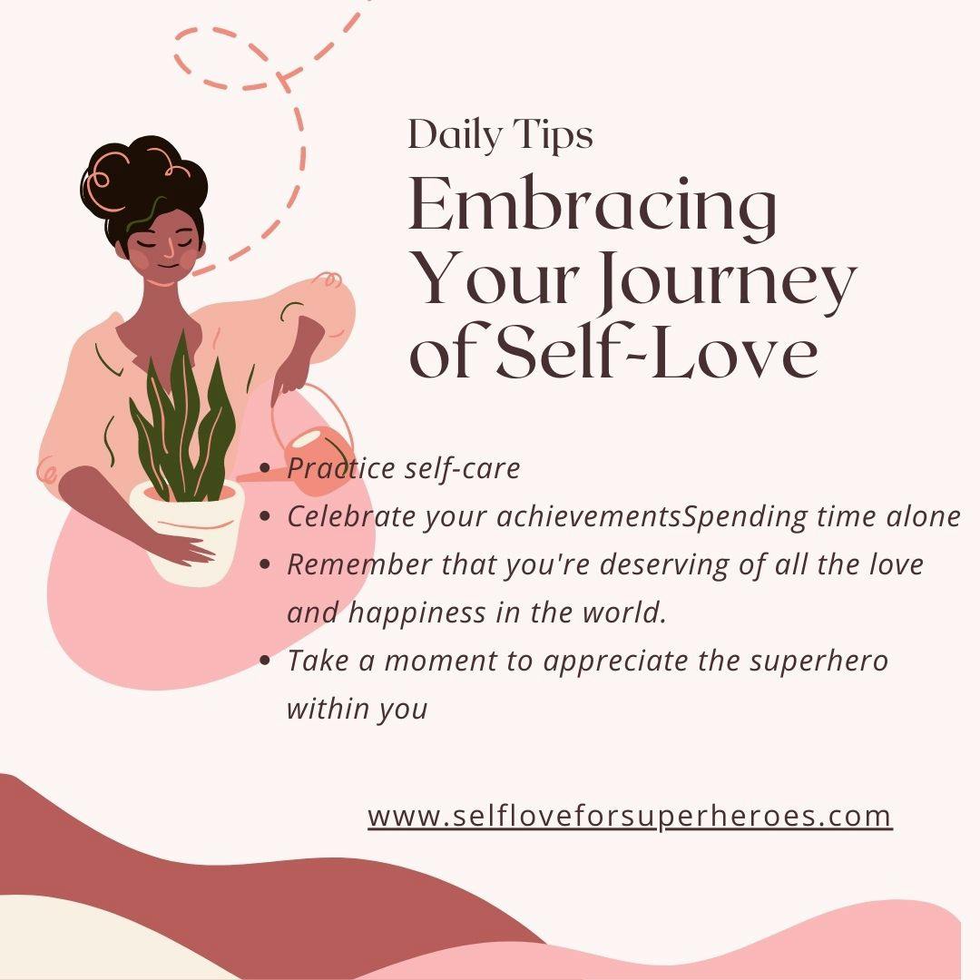 🌟 Embrace Your Self-Love Journey 🌟

Self-love is a journey, not a destination. It's about embracing your flaws, celebrating your uniqueness, and prioritizing your own happiness. Remember, you are enough just as you are. 💖 #SelfLove #EmbraceYourself #JourneyOfLove