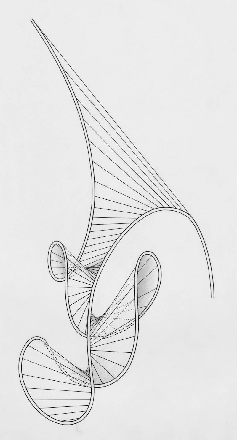 a black and white drawing of a spiral