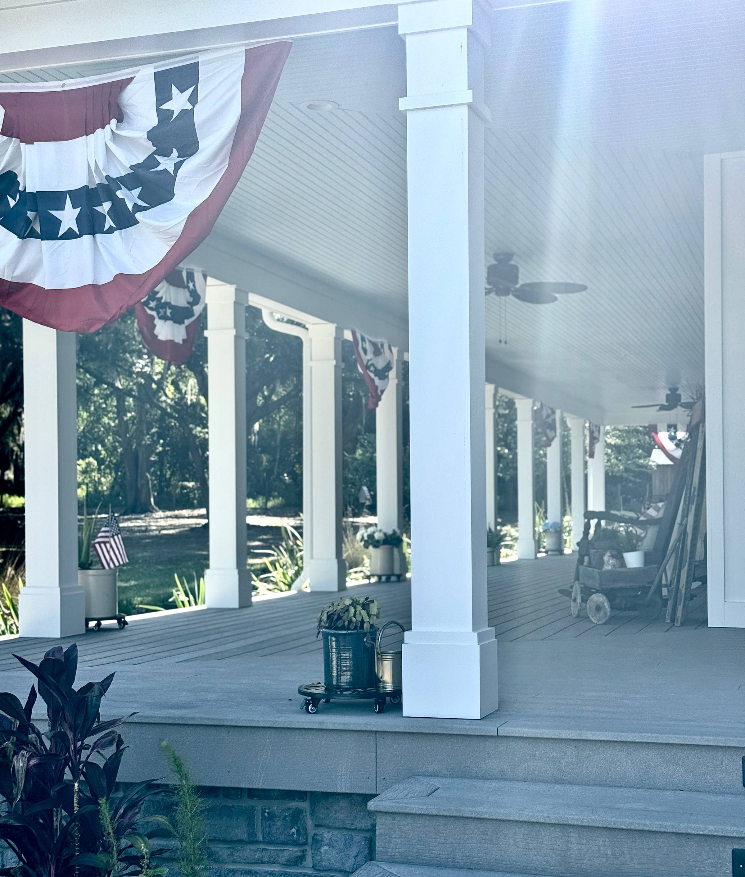 How to hang flag bunting, watermelon feta salad, diy vintage flags