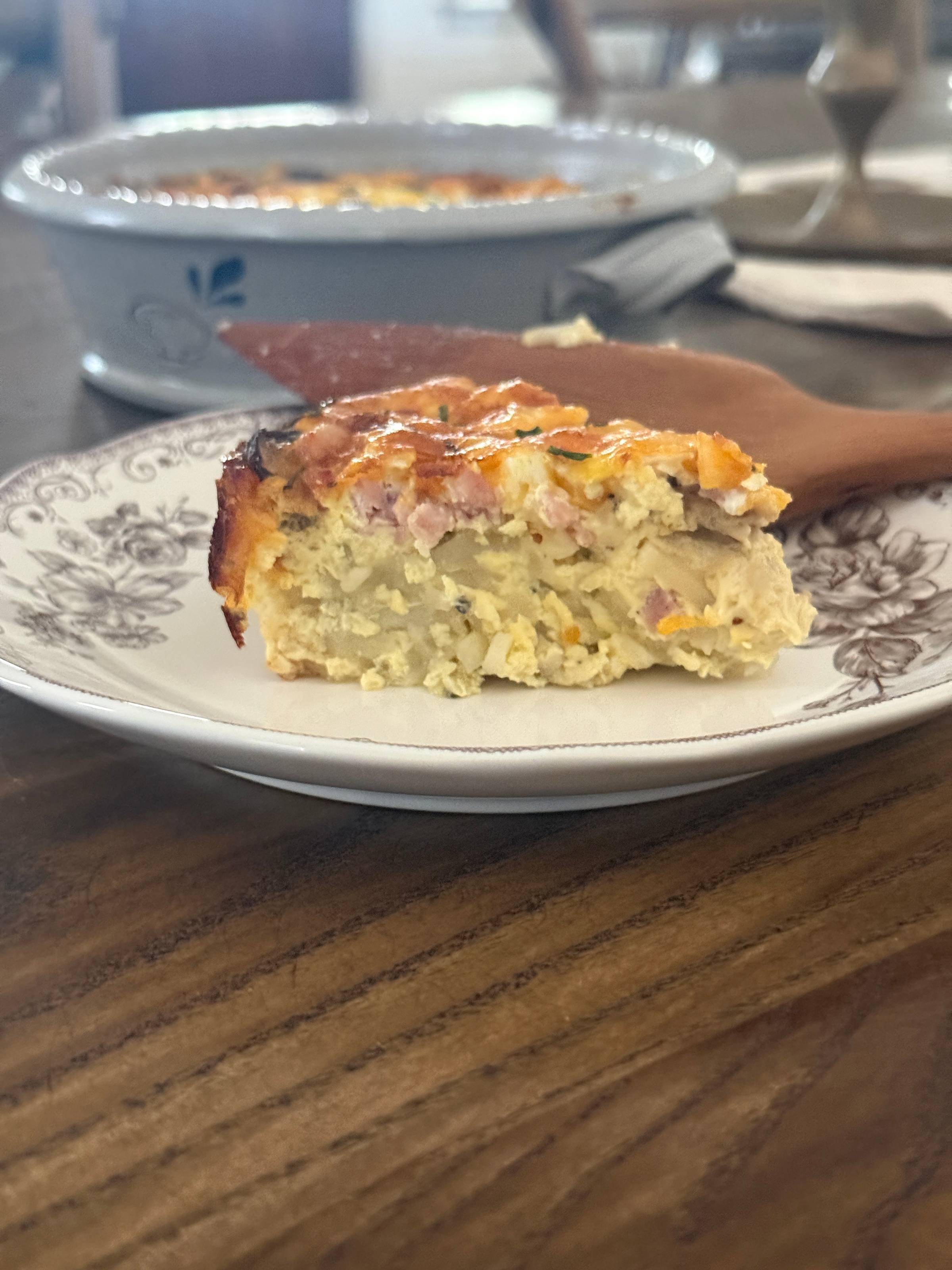 Quiche with a hash brown crust, Mother’s Day 
