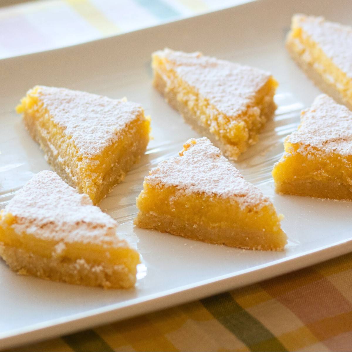 Lemon bars on a platter.