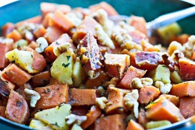 Sweet potato hash in a skillet