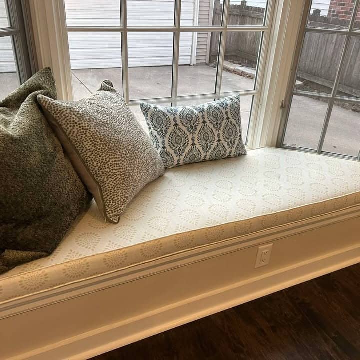 Gorgeous work by Laura of @sewperfecthomedecor on this serene custom bench seat for her client using the Moroccan Boho Teardrop in Beige on @spoonflower 's Performance Linen. Perfect spot to enjoy a good book and a hot tea. Check out more of Laura's custom work including stunning window treatments @sewperfecthomedecor #customwindowseat #customhomedecor #seamstress #customdecor #custommade #sewistsofinstagram