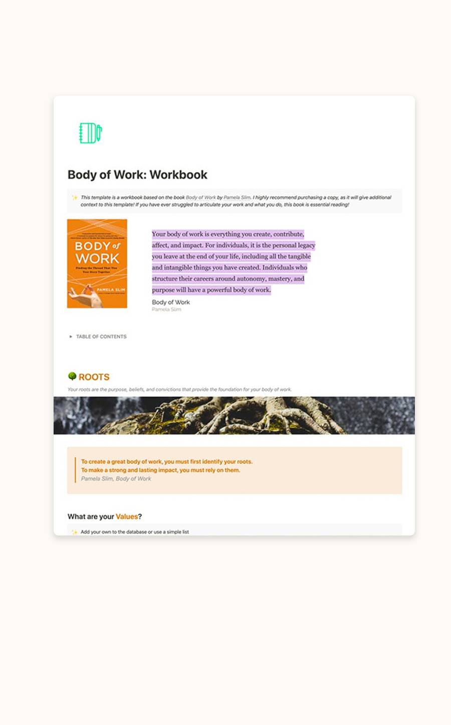 (T) Body Of Work Workbook Template