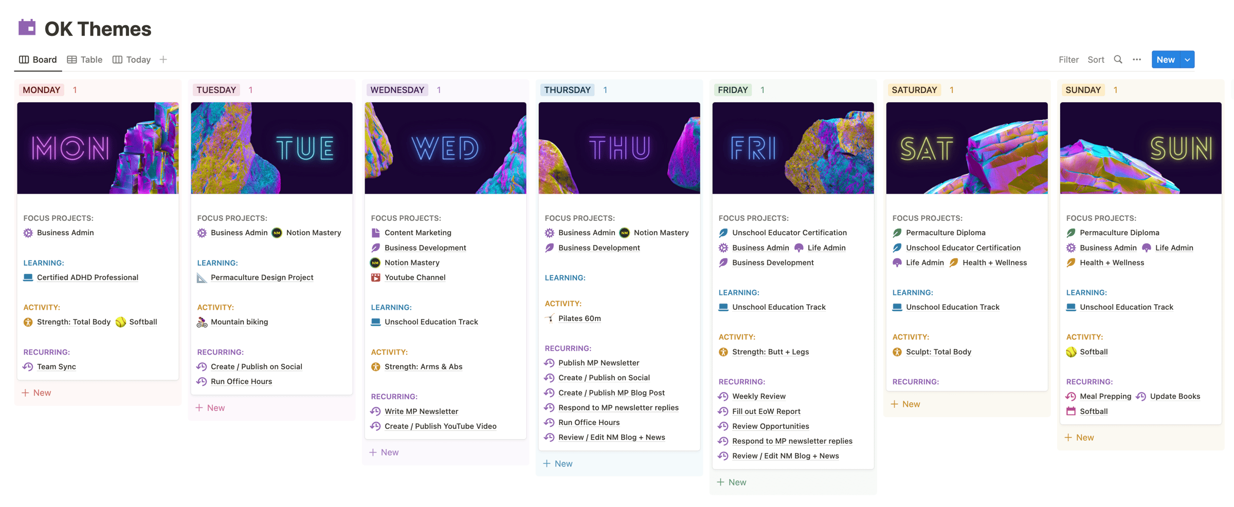 Themes database in Notion