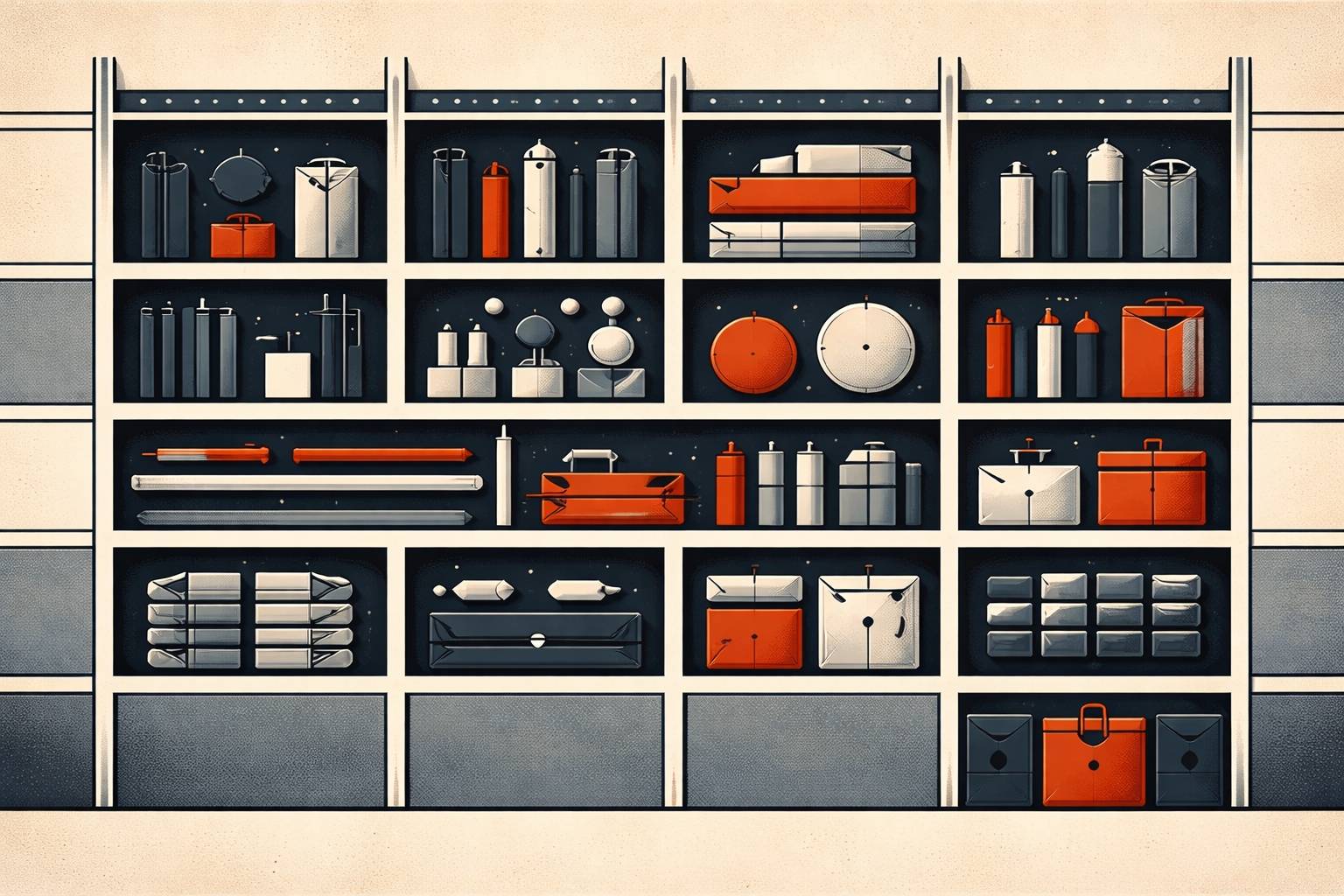 Geometric illustration of a structured sorting system where each element has a defined place, representing workflow systems, reduced rework, and consistent output in software teams.