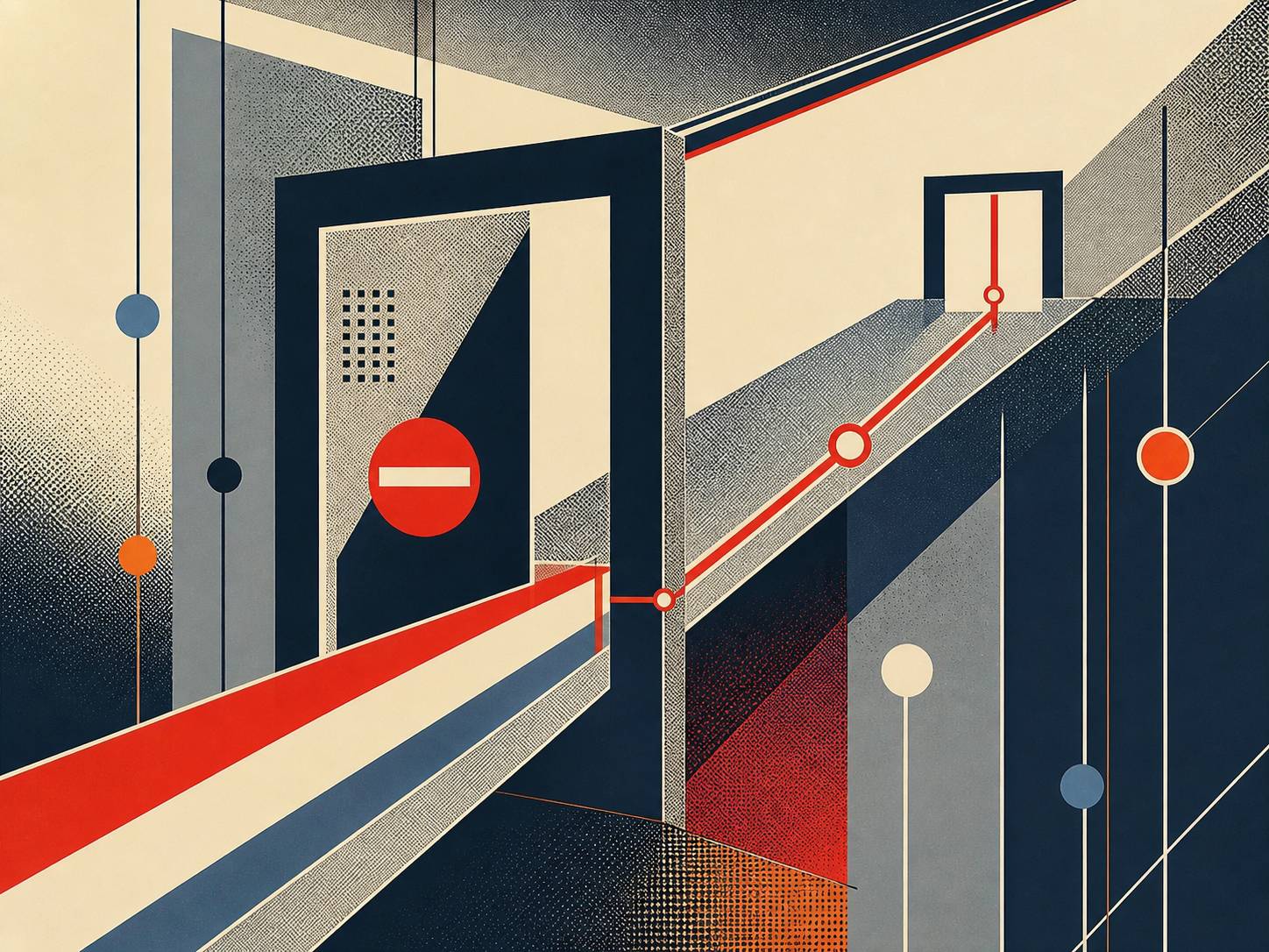Illustration of an open door at the end of a long corridor, representing how software engineers can keep professional relationships open even when declining a job opportunity.