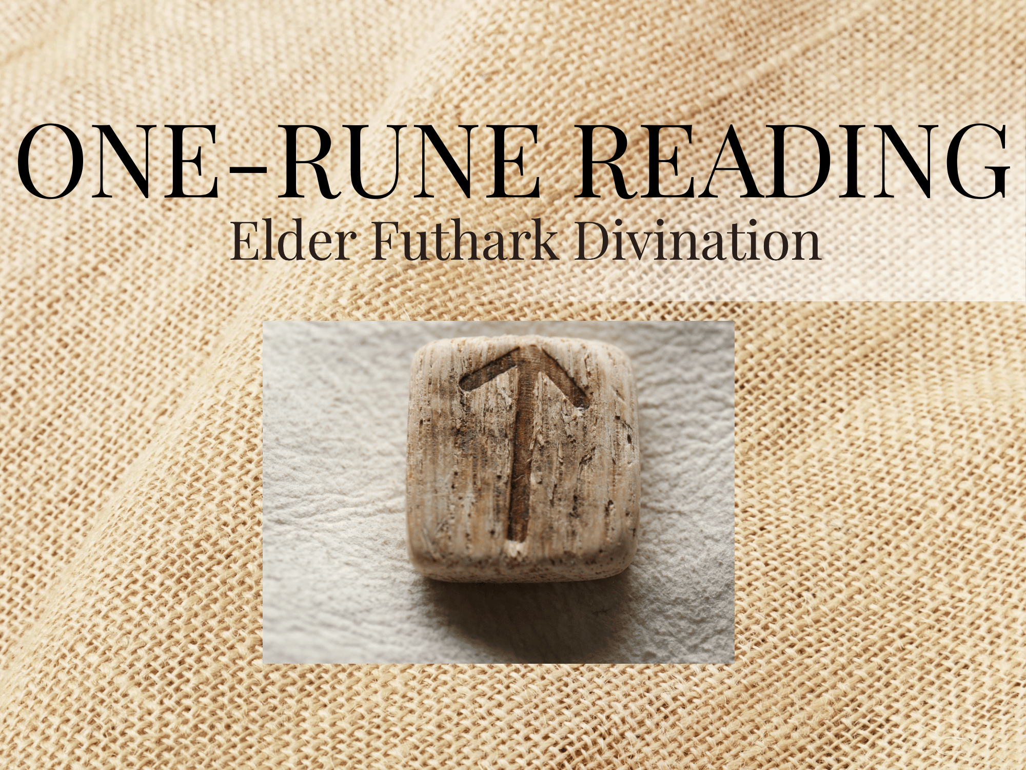Visual for One-Rune Reading — Elder Futhark rune on natural fabric, symbolizing sacred simplicity and personalized divination.