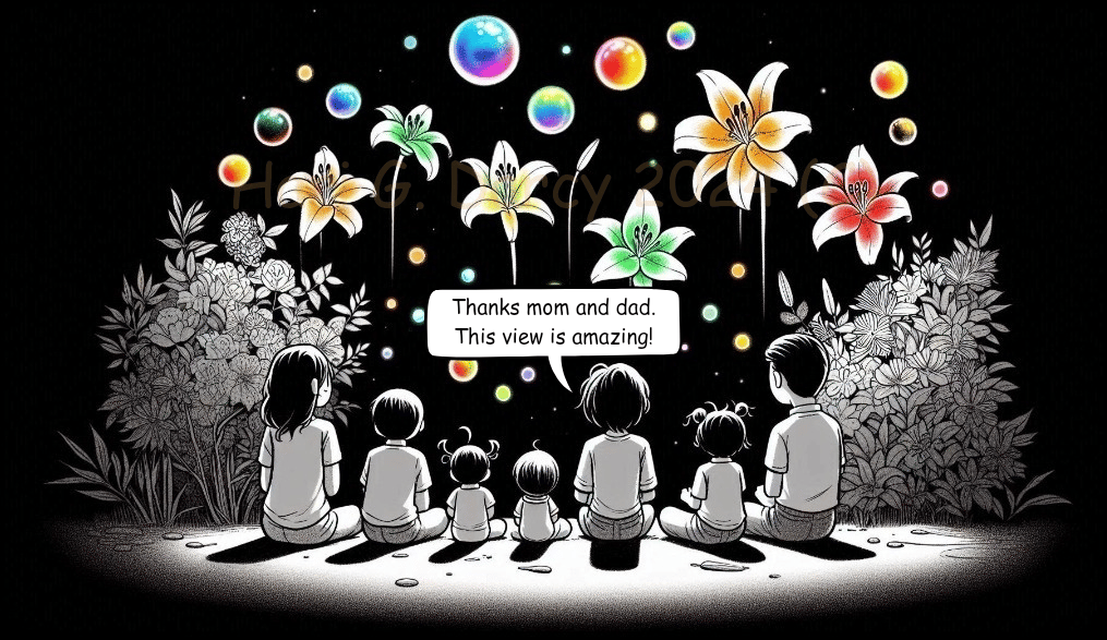 A homeschooling family abstract art by Hari G. Darcy