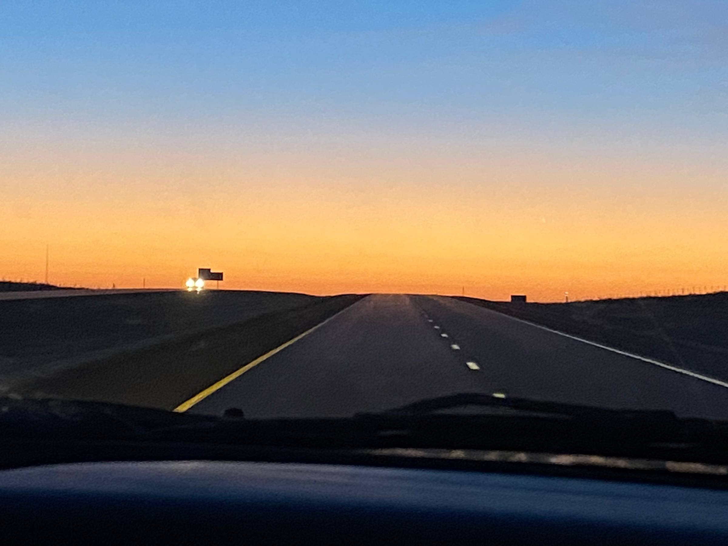 A photo of the Kansas sunrise from our family's road trip.