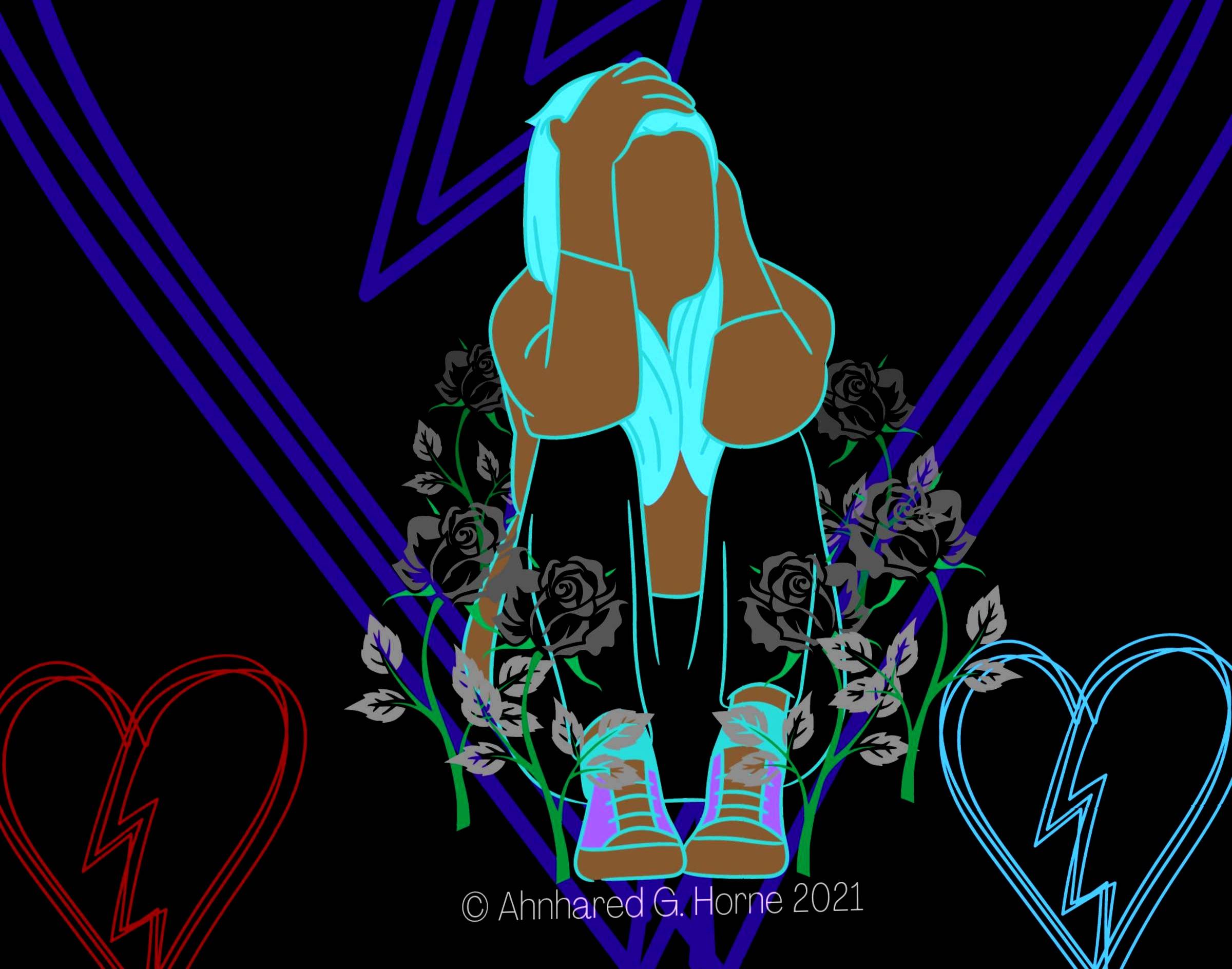 Abstract art of grief while recovering from a broken heart by Hari G. Darcy (C) 2021 / All Rights Reserved