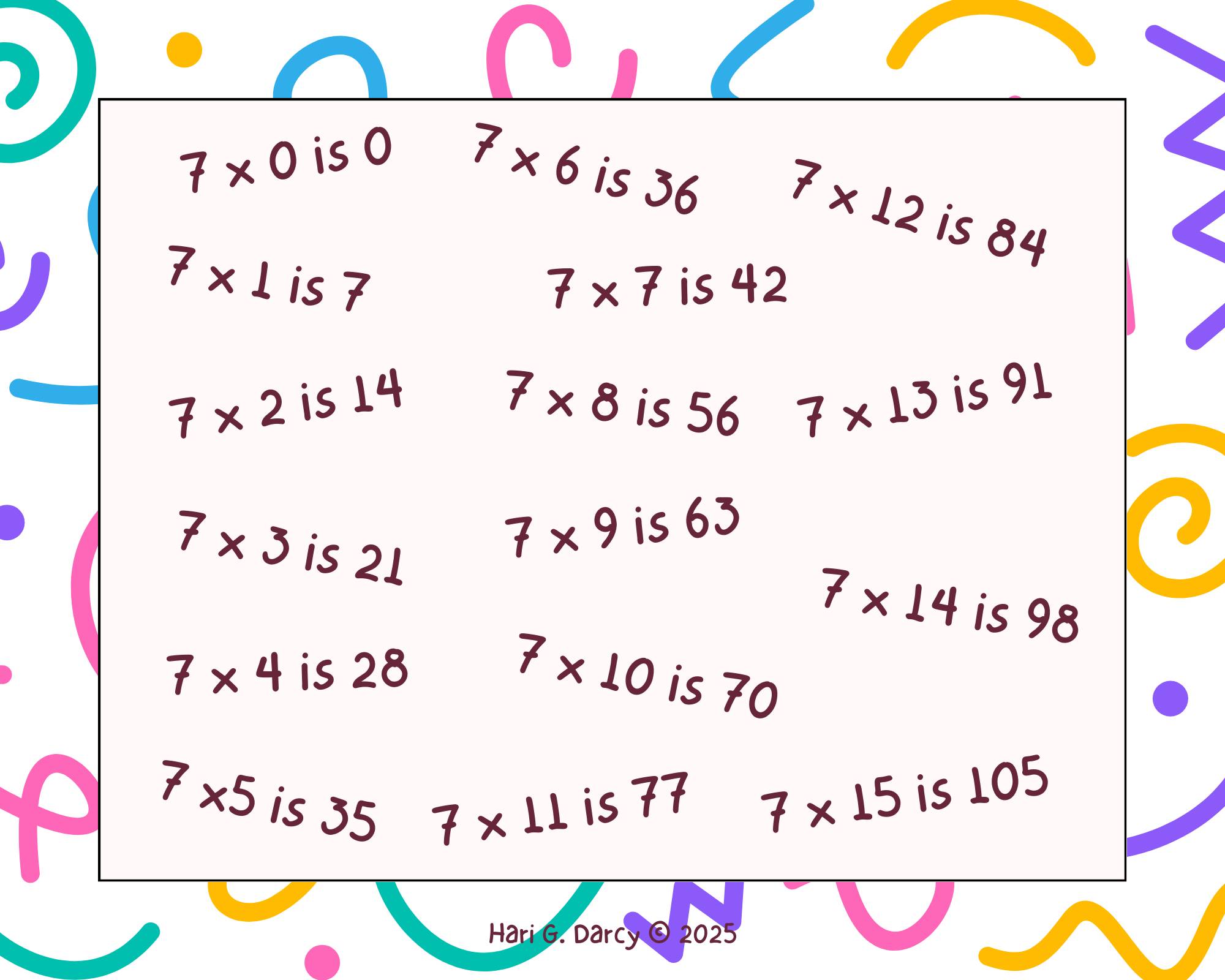 Premium 110-Piece Math Puzzle – Learn 7 Times Tables – Educational Toy for Kids