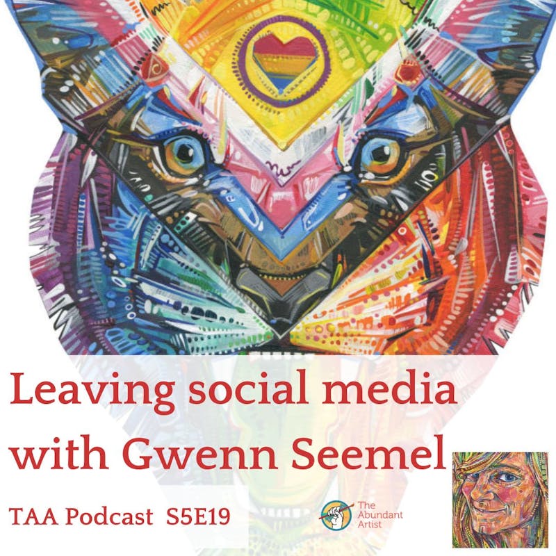 Promo Graphic for podcast with Gwenn Seemel's art