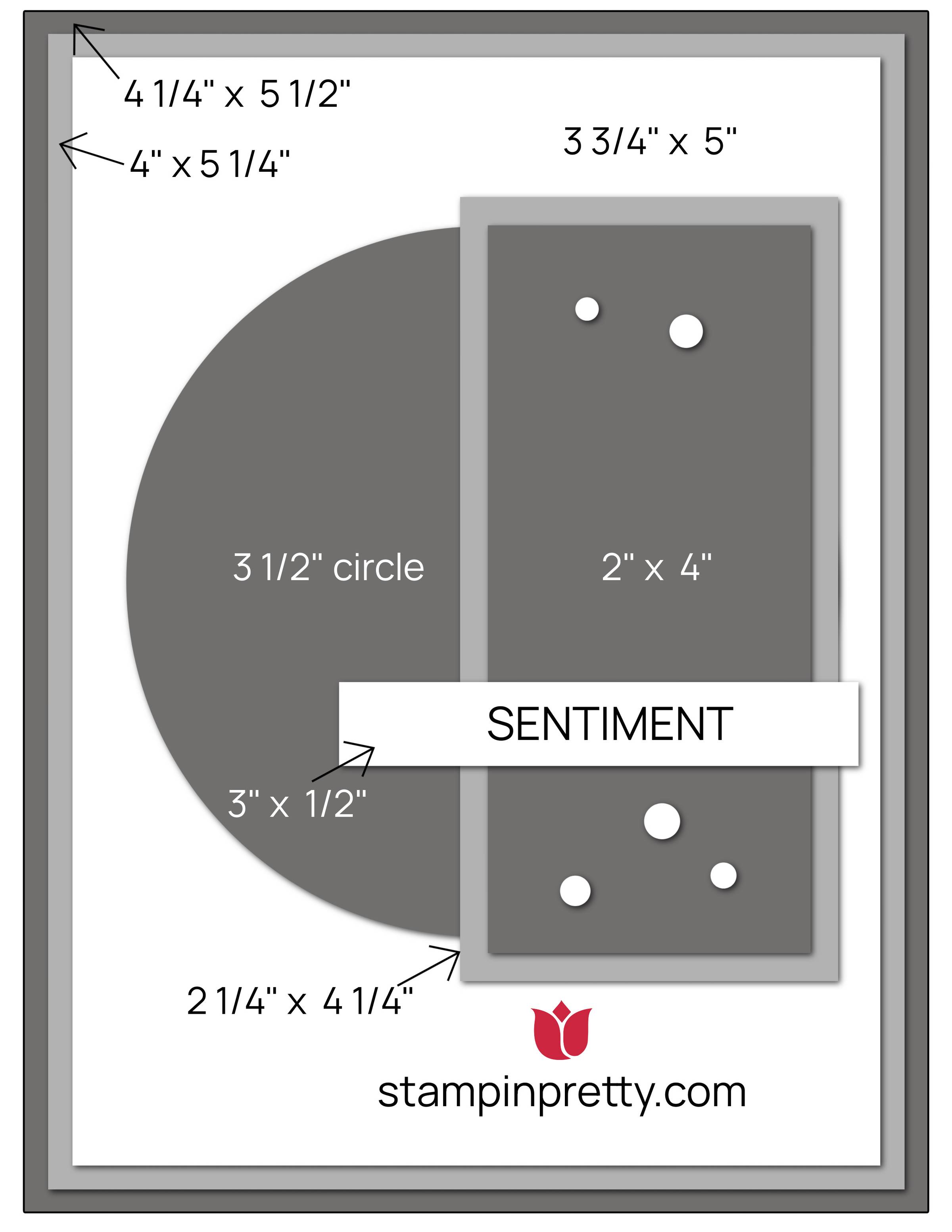 an image of a card sketch with sizes listed in inches