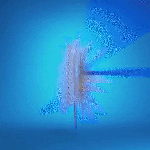 The word NOPE in red letters, spinning around on a blue background 