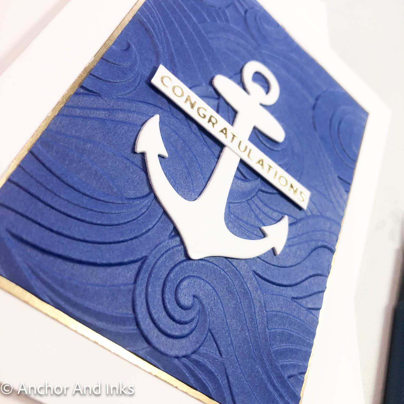 textured wave and anchor congratulations card