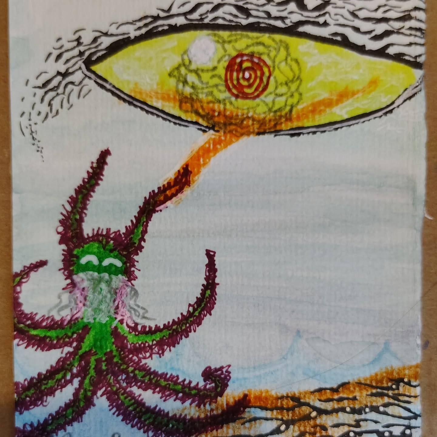 I think I redeemed myself from yesterday's! I like it.
Day 4 “murky" #Inktober2025 
#monsterartwork #cthulhuart #oddartwork #strangeart