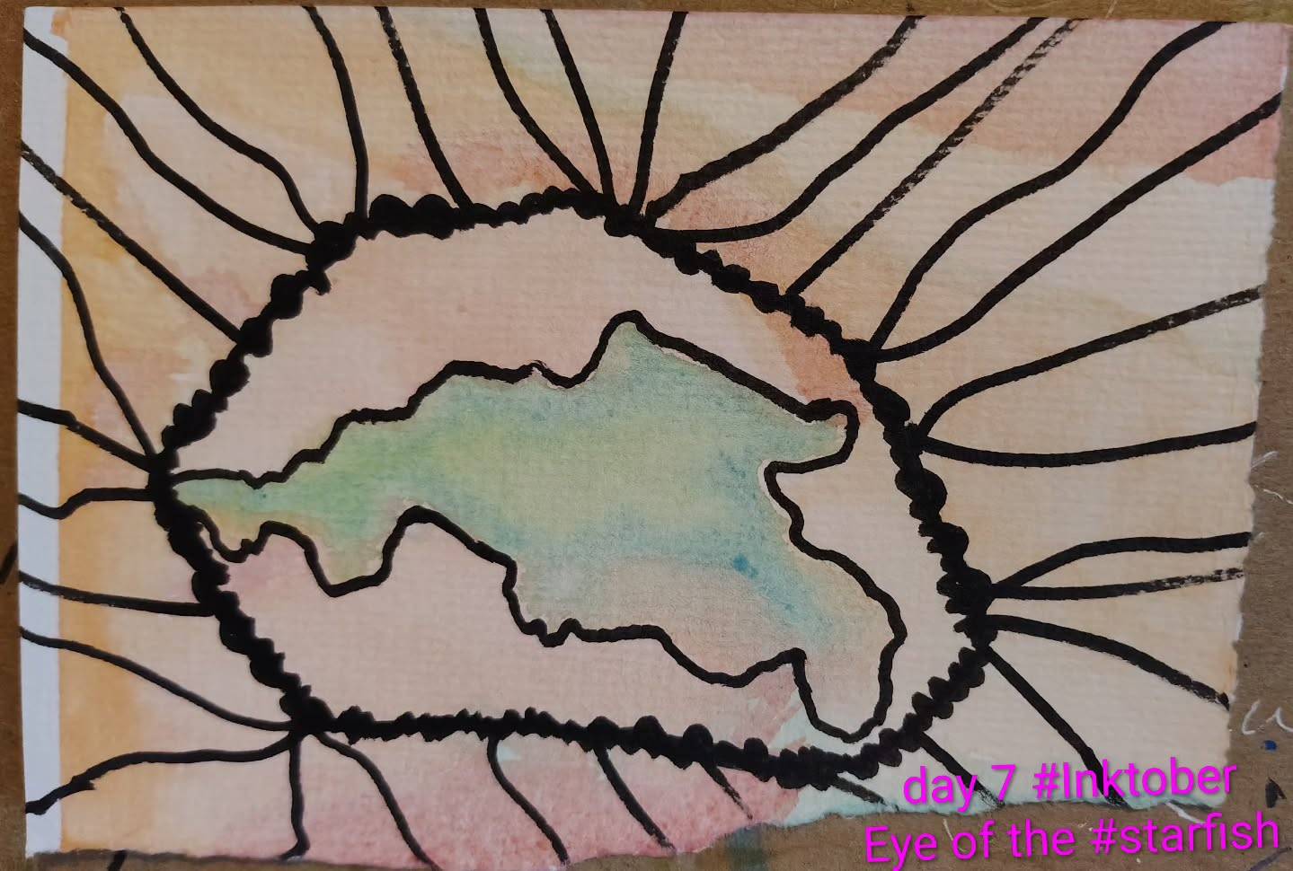 Will keep working on this later, so tired today 😞
day 7 #Inktober Eye of the #starfish #Doodle #abstractart #neurographic #inprogressart