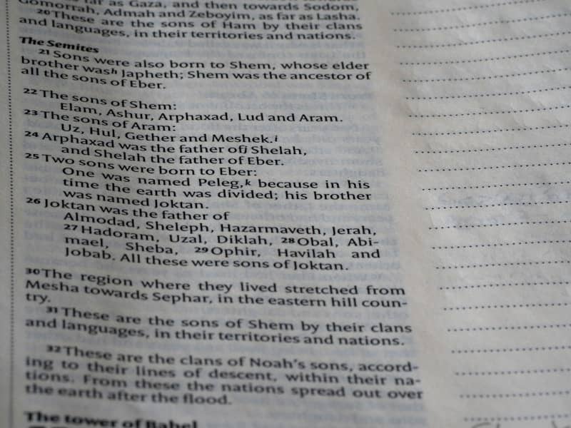 Close-up of text on a page in a book.