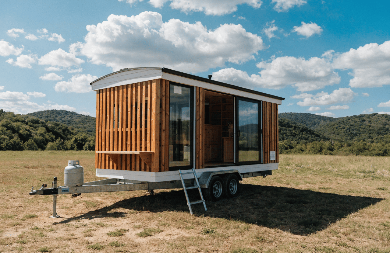 A tiny home on a trailer.