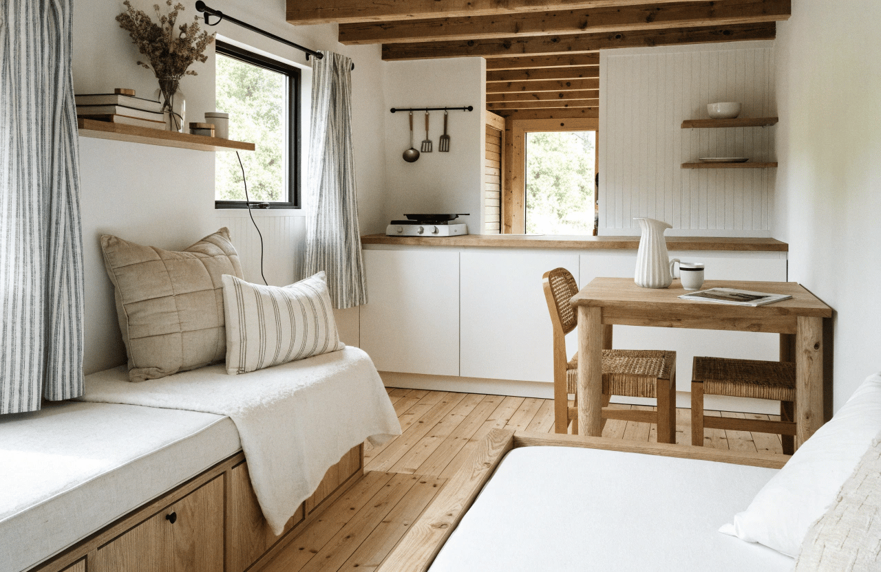 An interior of a tiny home