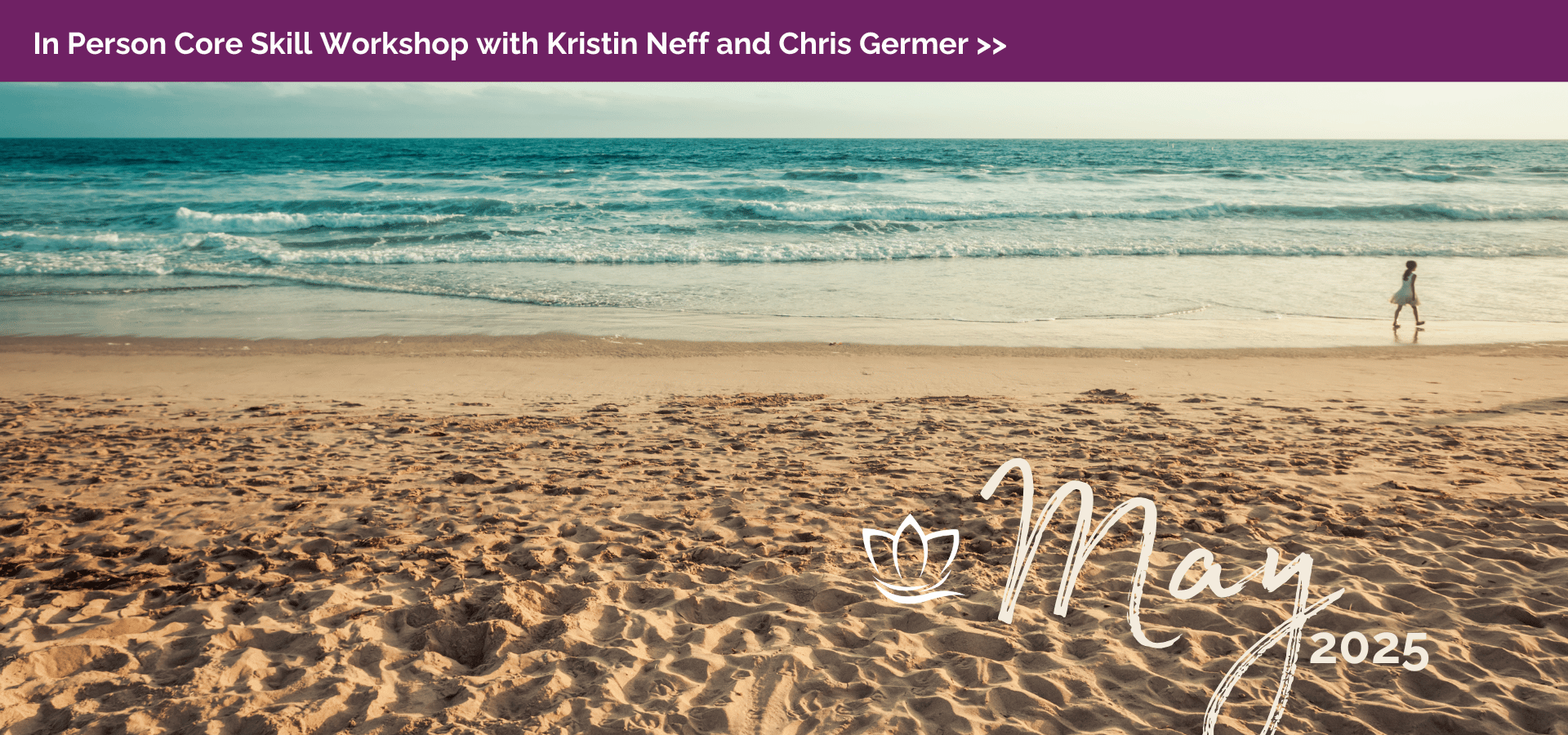 beach scene with blue ocean and words May 2025