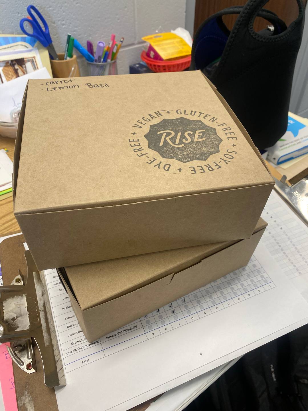 two boxes of gluten free cupcakes. 