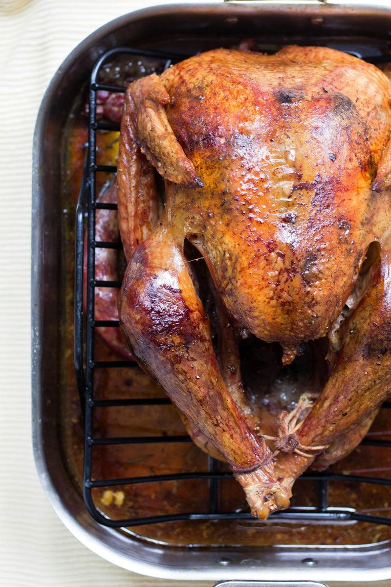 Roasted Turkey in a roasting pan