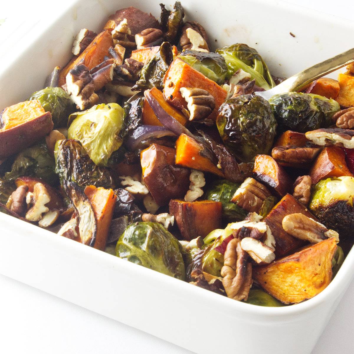 Roasted Brussels Sprouts & Sweet Potatoes