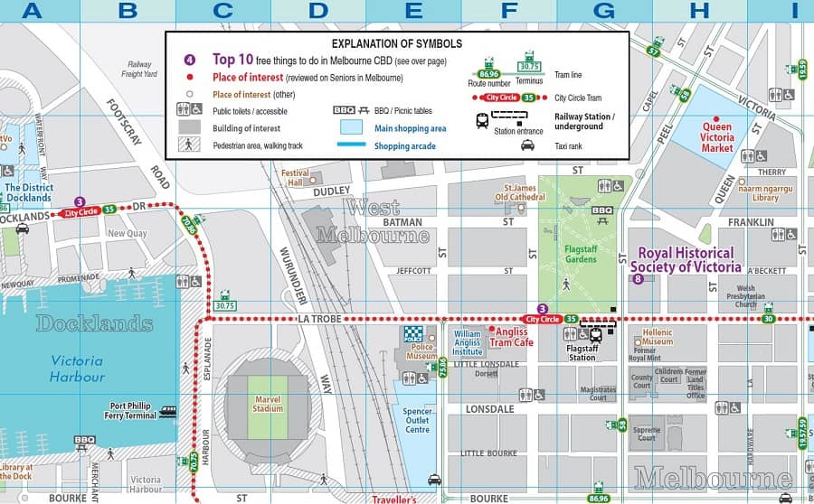 Melbourne CBD Map + Free Things