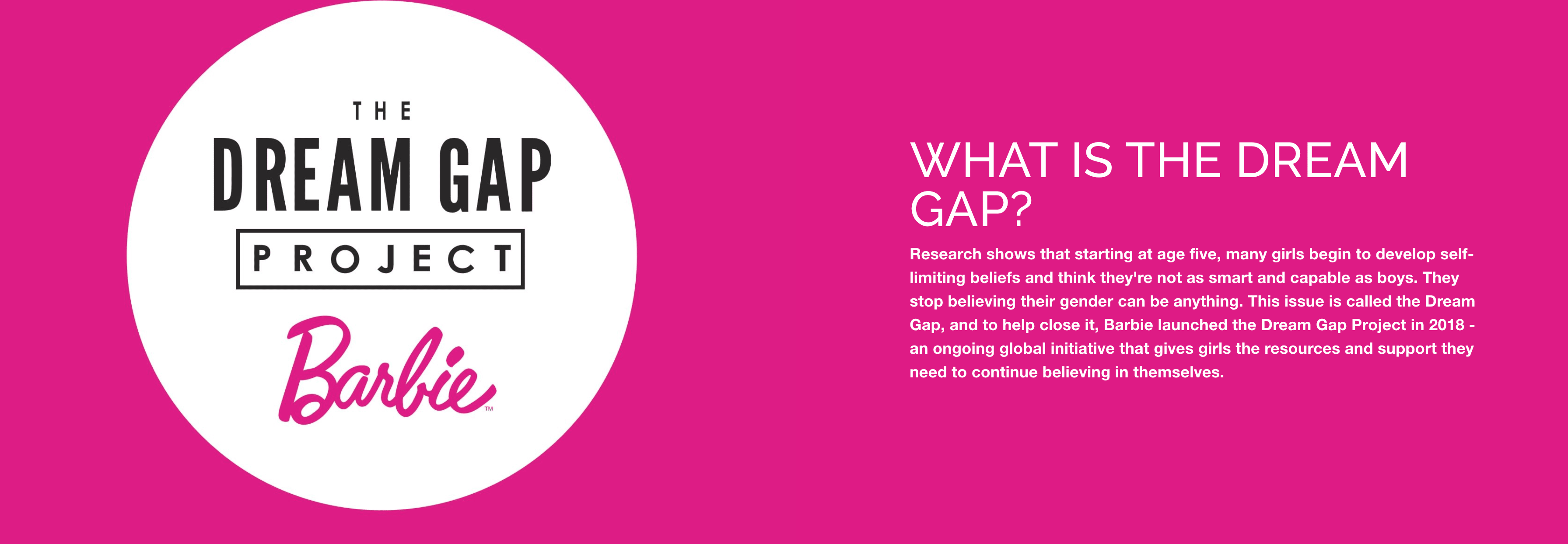 Lien vers la page "dream gap" du site Mattel