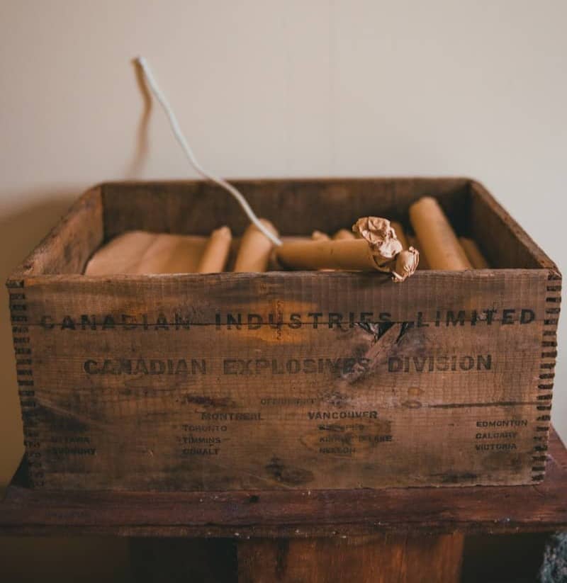 wooden crate of explosives