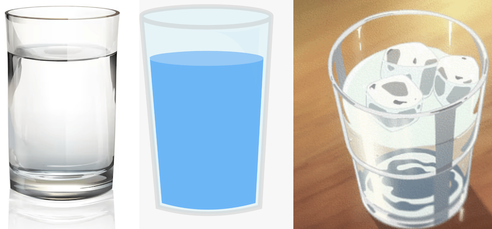 Real and drawn glasses of water