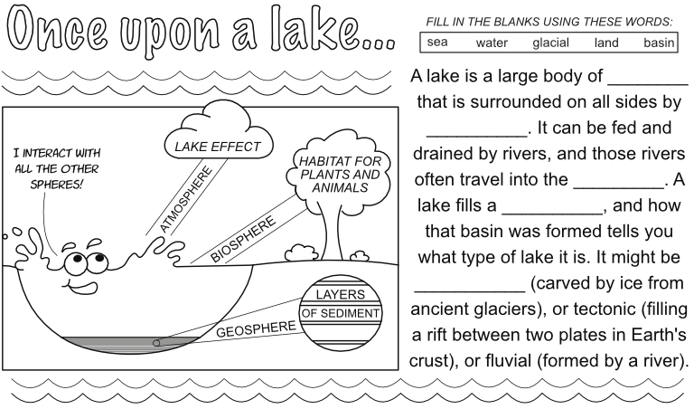 An image from one of our doodle note pages about lakes.