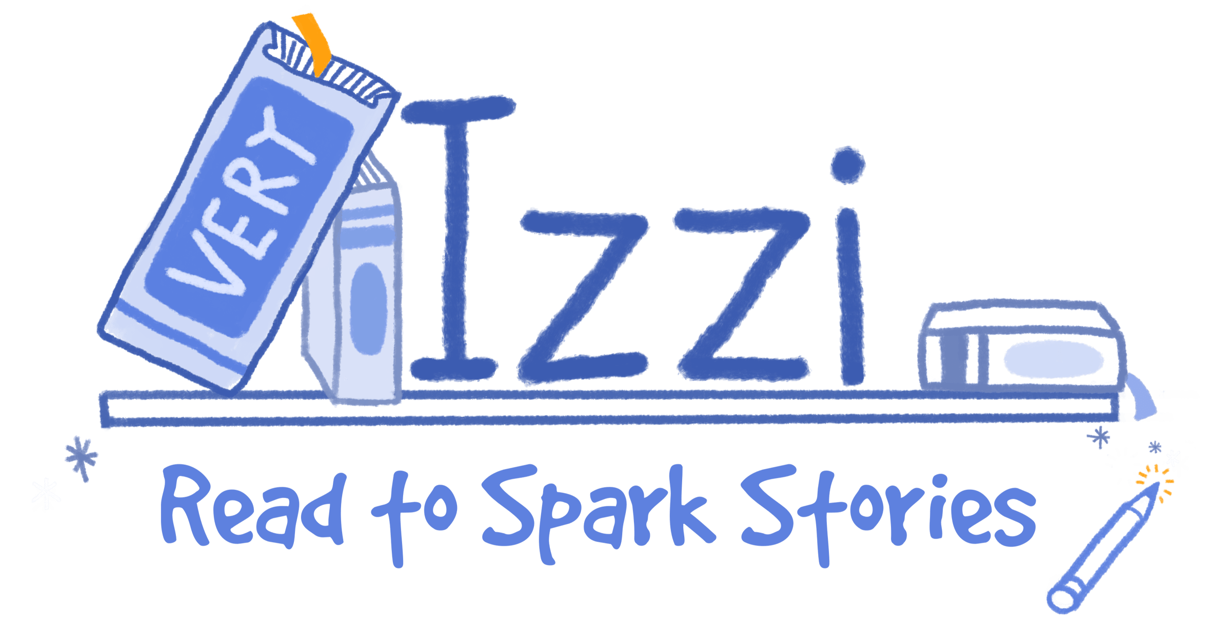 Very Izzi logo "Read to Spark Stories"