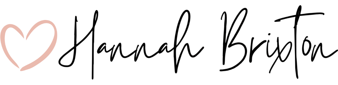 pink heart followed by text Hannah Brixton in cursive font